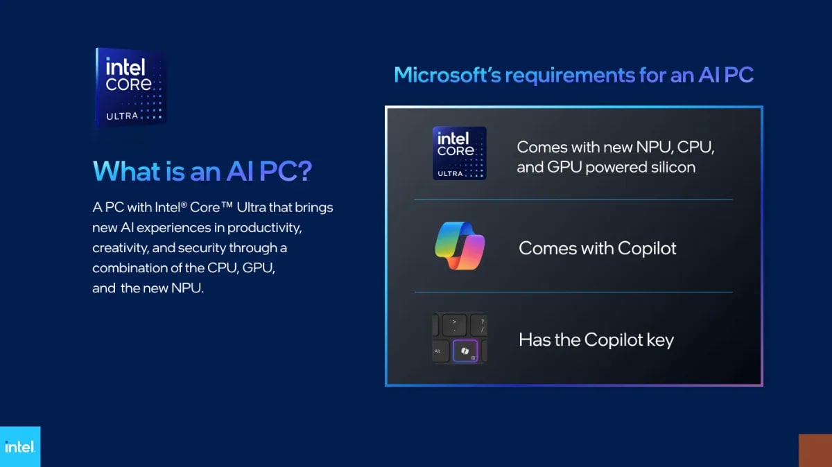Intel: Microsoft AI PCs need a Copilot Key. Intel revealed the requirements for AI PCs. Except lots of PCs to feature the Copilot key in the future. #microsoft #copilot #Intel ghacks.net/2024/03/28/int…