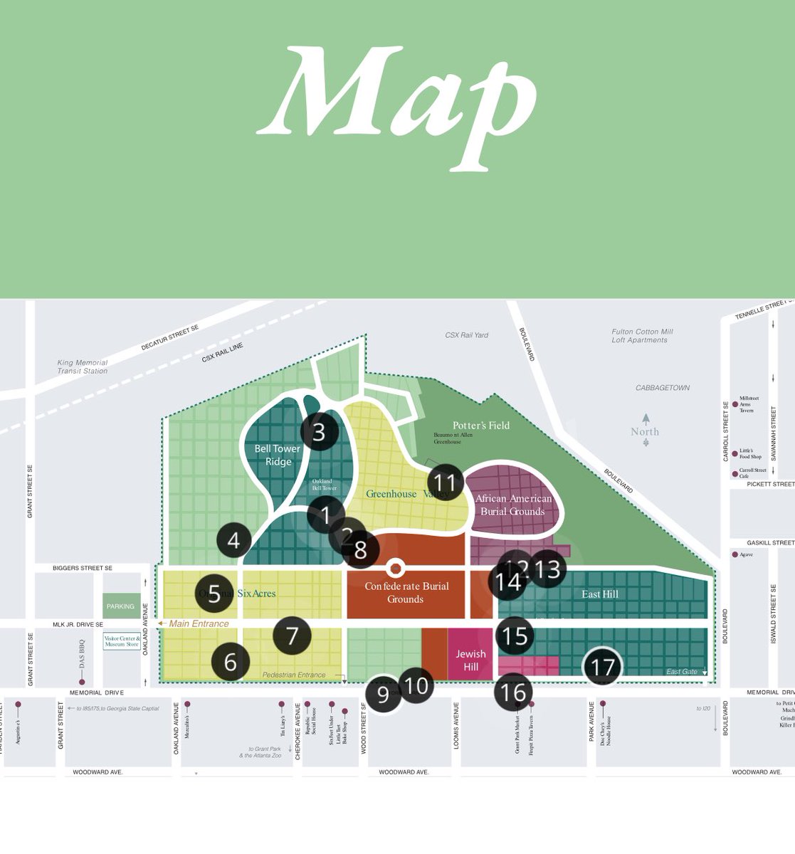 Anybody awake in Atlanta? I’m trying to figure out the best meeting spot for a group of 50 weirdos at the Oakland Cemetery this Friday around 3-5pm…it’s about a 15 minute walk from our venue (the Eastern). Anybody know the cemetery, have ideas? The greenhouse maybe?