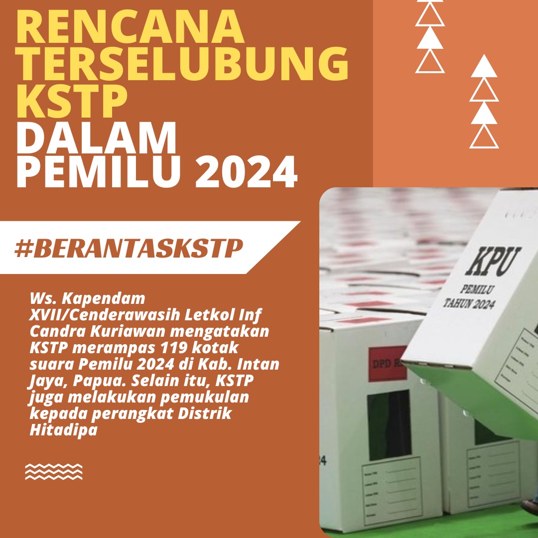 KSTP diprediksi melakukan rencana terlebung dan harus dihentikan dengan cepat demi menjaga kedaulatan NKRI.

#PemiluPapua #PestaDemokrasiPapua #BerantaKSTP #KSTSebarHoax