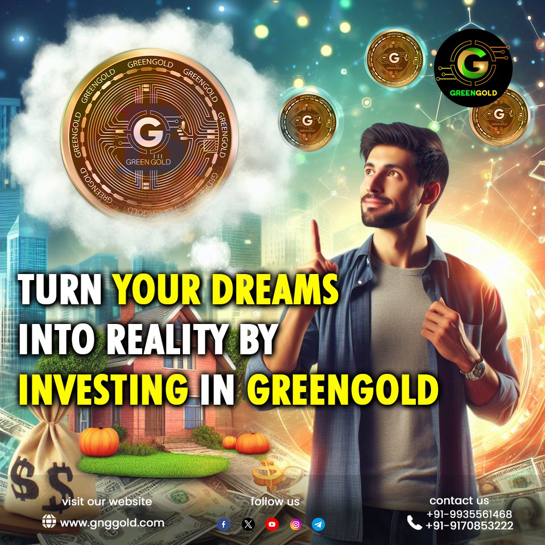 Turn your Dreams into reality by Investing in GreenGold✨📷📷
.  
#greengoldcoin #greengoldcrypto #gnggold #greengoldinvesting #stakecrypto #blockchainsupport.
.
Disclaimer: Nothing on this page is financial advice, please do your own research!