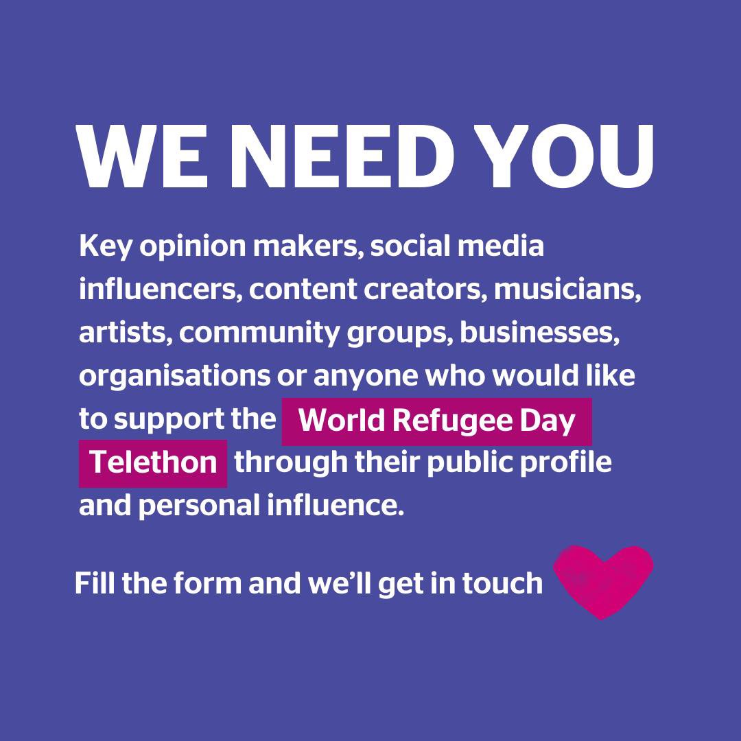 WE NEED YOU 👉🏼 Can you help us this World Refugee Day by promoting or supporting the ASRC Telethon? Please fill in this form and we'll be in touch asrc.org.au/world-refugee-… #ASRCTelethon