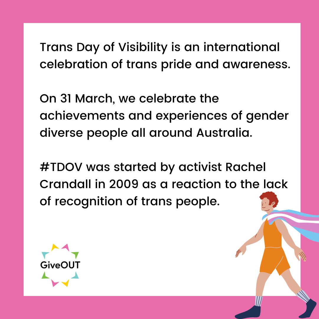 This Sunday is Trans Day of Visibility - an international celebration of trans pride and awareness! 💙On 31 March, we celebrate the achievements and experiences of gender diverse people all around Australia. #TDOV #beseen