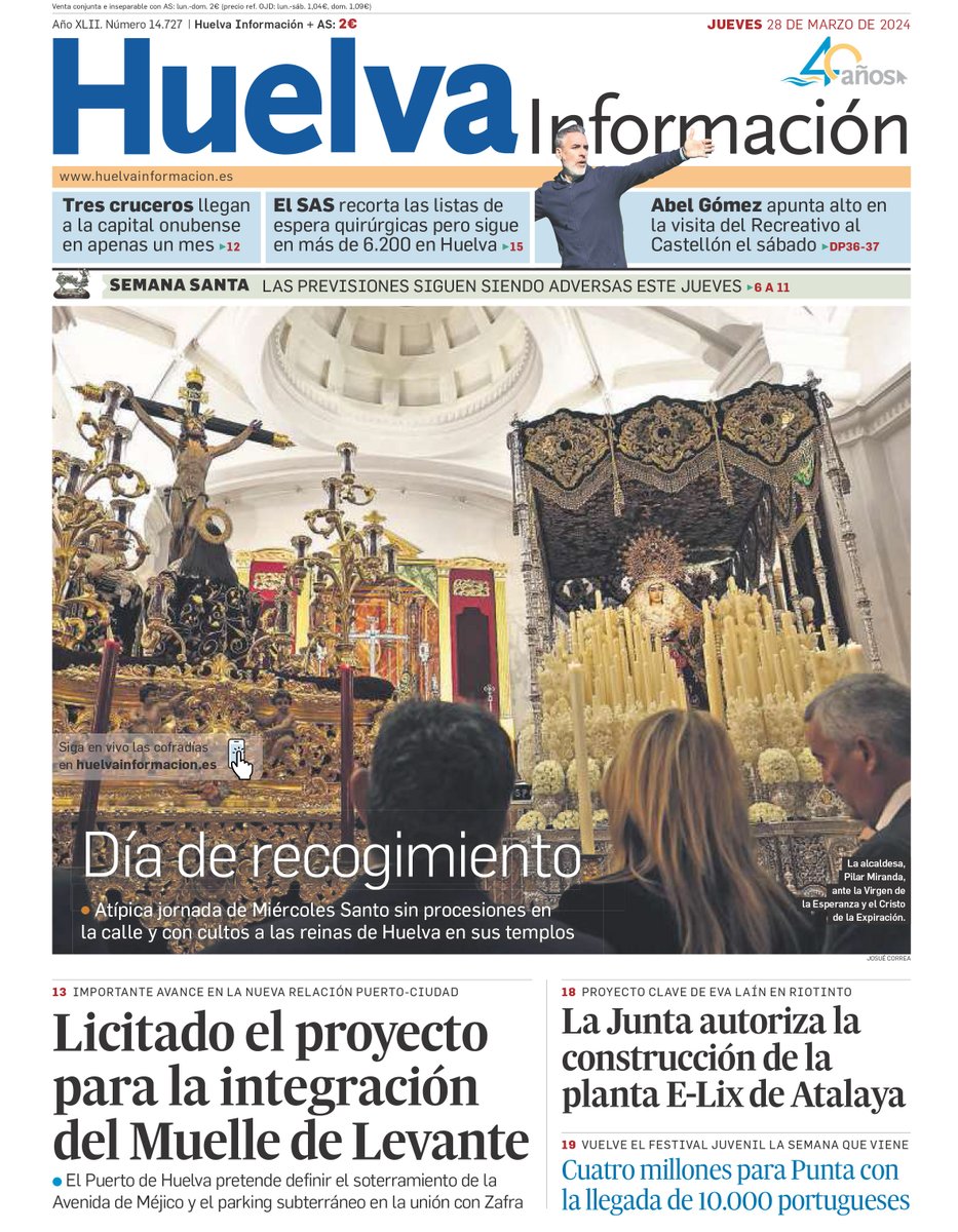 ¡Buenos días! Esta es la portada de Huelva Información de hoy 28 de marzo, #JuevesSanto. Más noticias de la jornada en huelvainformacion.es. #FelizJueves #Huelva