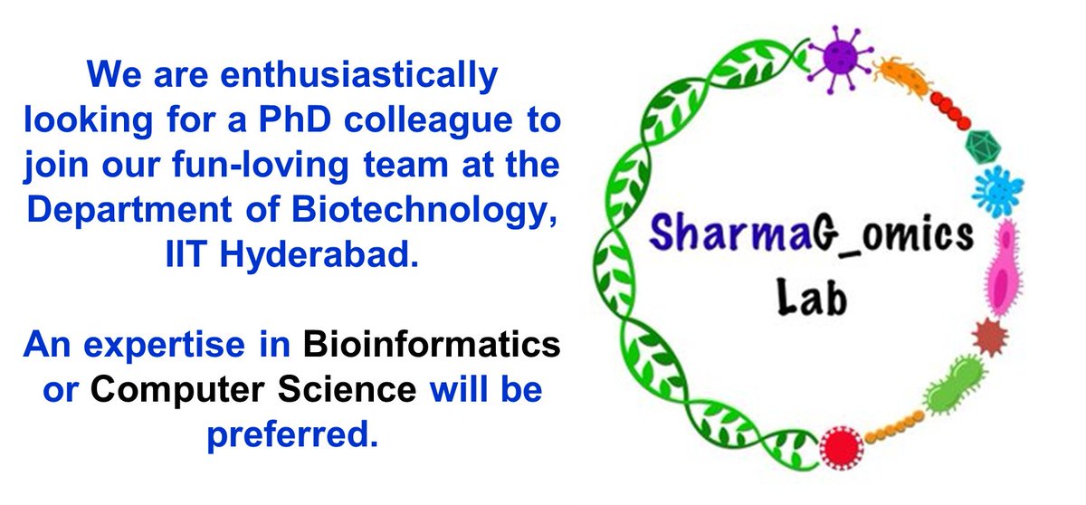 Gaurav Sharma, Ph.D. (@sharmag30) on Twitter photo Interested in Bioinformatics or Computer Science? Let's team up! One spot is available at <a href="/omics_lab/">SharmaG_omics Lab <a href="/IITHyderabad/">IIT Hyderabad</a></a> <a href="/BTIITH/">Department of Biotechnology, IIT Hyderabad</a> to delve into microbial genomics.
@IITHyderabad PhD Admission portal for BTech/MSc students holding a GATE/CSIR/DBT/INSPIRE fellowship is open.
iith.ac.in/phdadmissions/ Interested in Bioinformatics or Computer Science? Let's team up! One spot is available at <a href="/omics_lab/">SharmaG_omics Lab <a href="/IITHyderabad/">IIT Hyderabad</a></a> <a href="/BTIITH/">Department of Biotechnology, IIT Hyderabad</a> to delve into microbial genomics.
@IITHyderabad PhD Admission portal for BTech/MSc students holding a GATE/CSIR/DBT/INSPIRE fellowship is open.
iith.ac.in/phdadmissions/