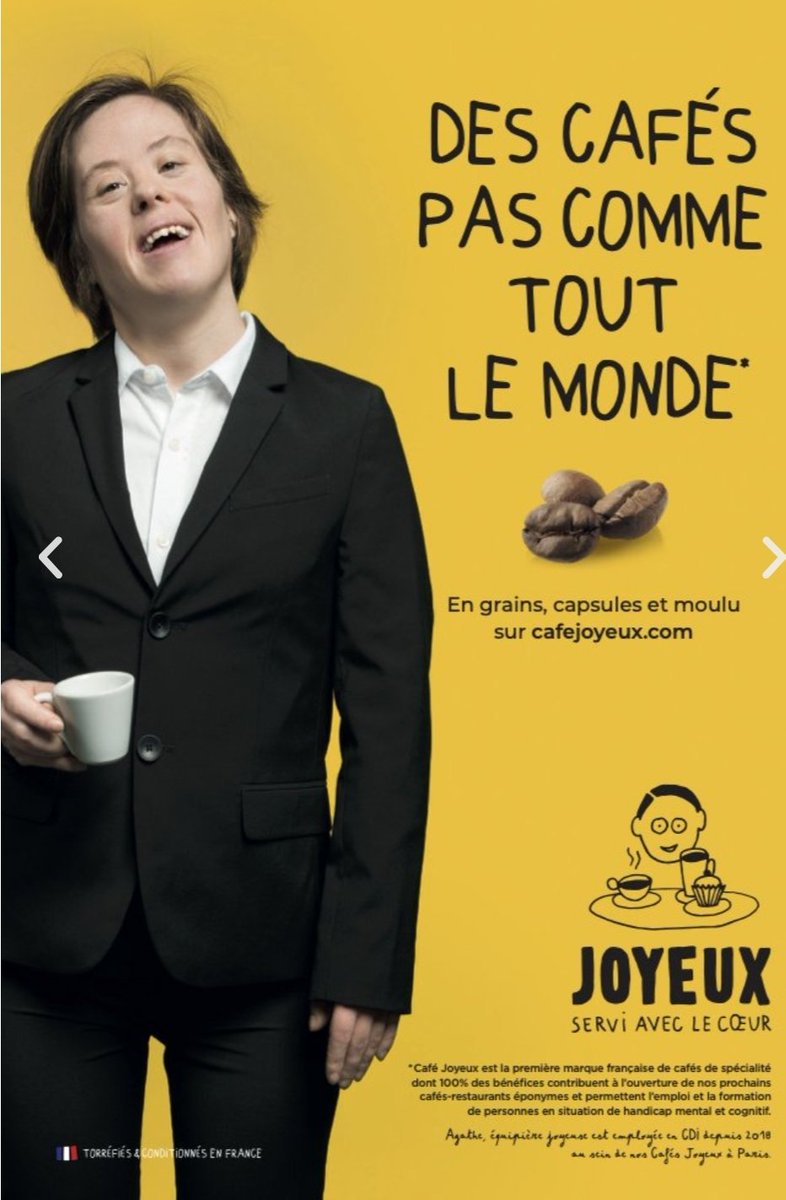 #RSE x #Handicap A lire ! 'Vous prendriez bien un café qui combat les idées reçues ?' ↪why.fr/reference/cafe… ☕ Les Cafés Joyeux veulent démontrer que le handicap, même lourd, n’est pas incompatible avec l’intégration dans la société et le monde du travail. Bravo