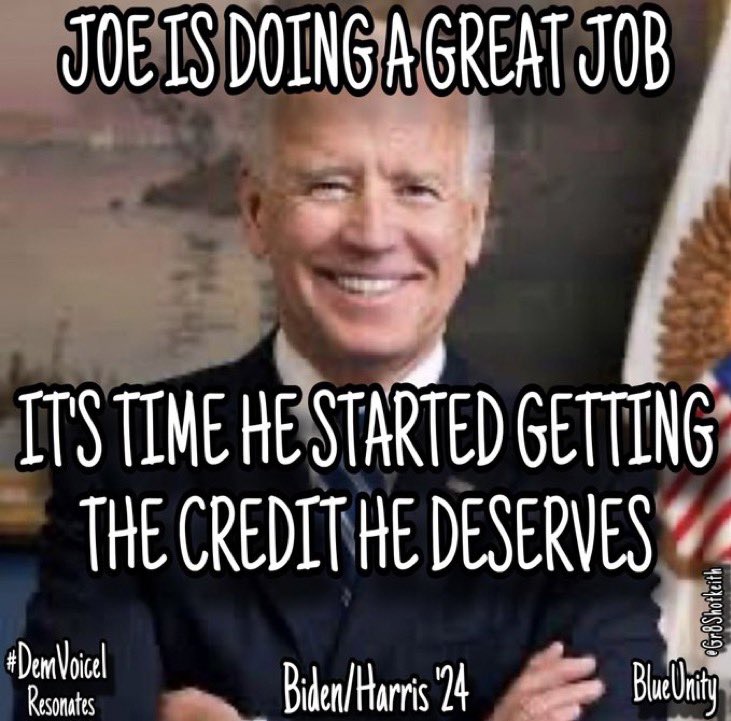 Biden’s accomplishments go on and on! ✔️2 strongest years of job growth ever and lowest unemployment rate in 50 years ✔️rebuilding infrastructure ✔️expanded benefits for toxin exposed Vets & lowered seniors’ health care expenses ✔️lowered the deficit Go Biden! #DemVoice1