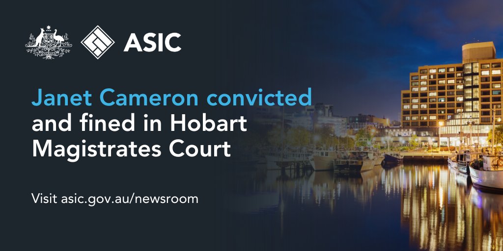 Janet Cameron, former director of Bellamy’s Australia, has been convicted and fined following an ASIC investigation. The Court found Ms Cameron guilty of failing to lodge a substantial holder notice and of making a false or misleading statement to ASIC bit.ly/3VD9WmG
