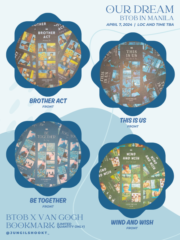 jungilshookt_'s tweet photo. Freebies for BTOB's Our Dream in Manila 💙

- btob x van gogh bookmark (ot6 and ot7)
- limited quantity
- loc and time tba

#BTOB_OurDream_Manila 
#MeloGives https://t.co/Npxt4V3Da7