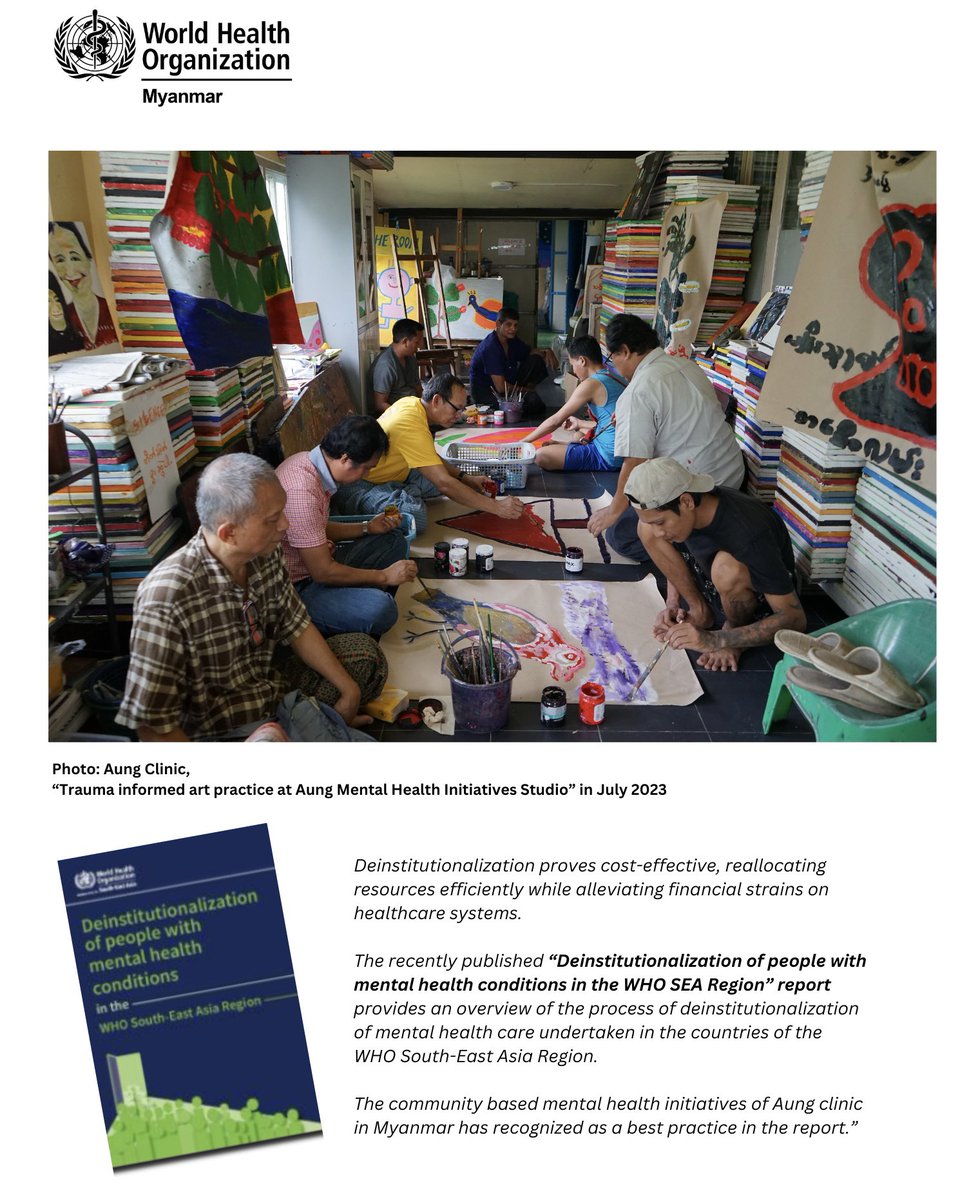 In the recently published “Deinstitutionalization of people with mental health conditions in the WHO SEA Region” report, the community based mental health initiatives of Aung clinic in Myanmar has recognized as a best practice in the report. #MentalHealthMatters