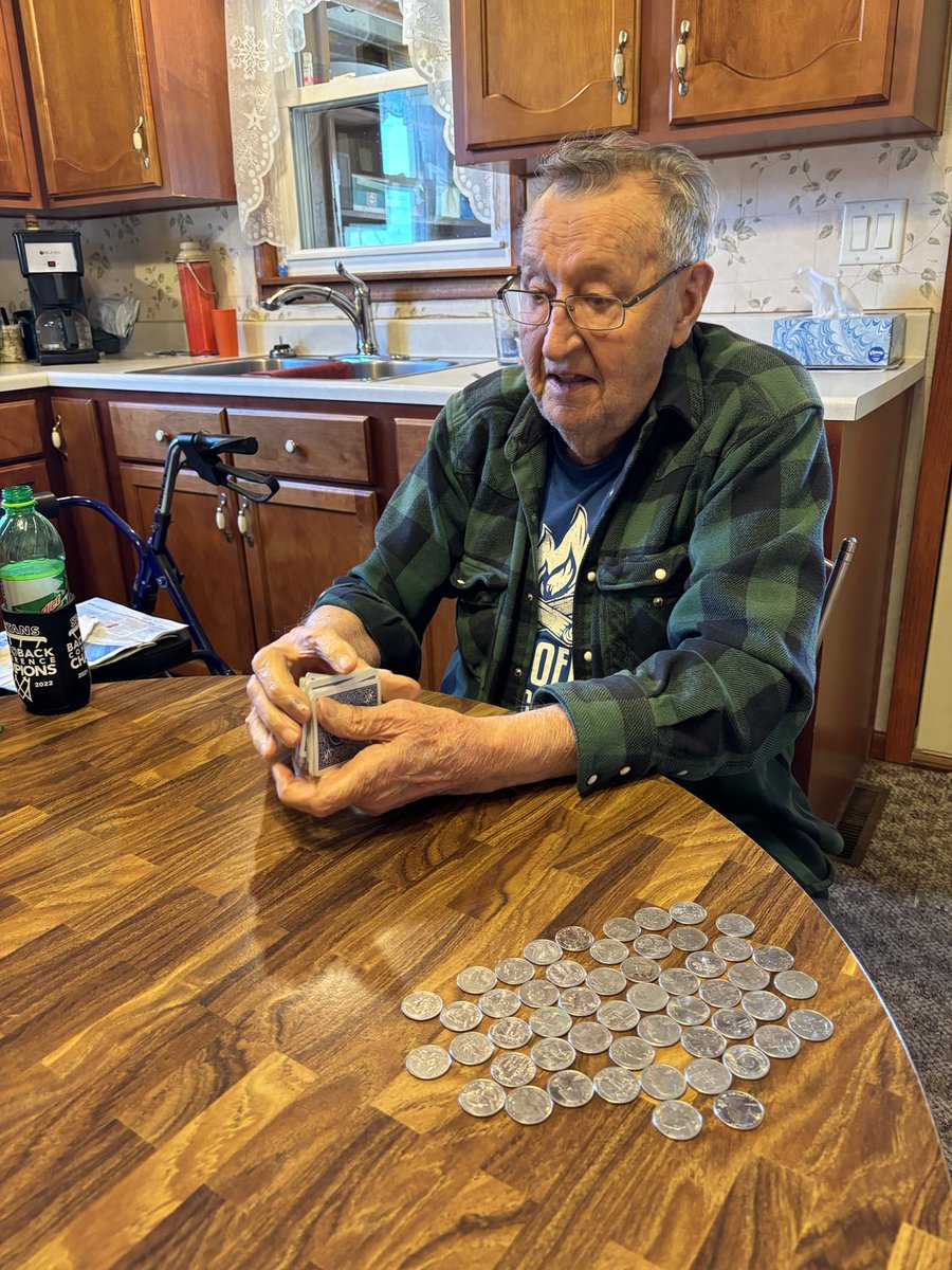 Dad was the big winner #LotsOfQuarters #Pinochle #WeLoveCards