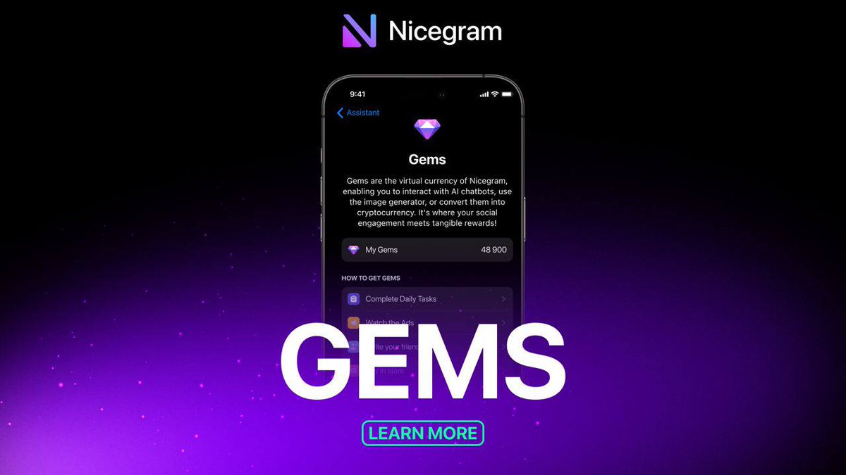 1/ @nicegramapp Gems is here!

There are different Gems with different functionalities;

Earning Gems:
🔸 Complete Nicegram Profit tasks.
🔸 Take on daily challenges.
🔸 Boost your balance with the referral system.

#messenger #socialtips #appfeatures #earnglobal