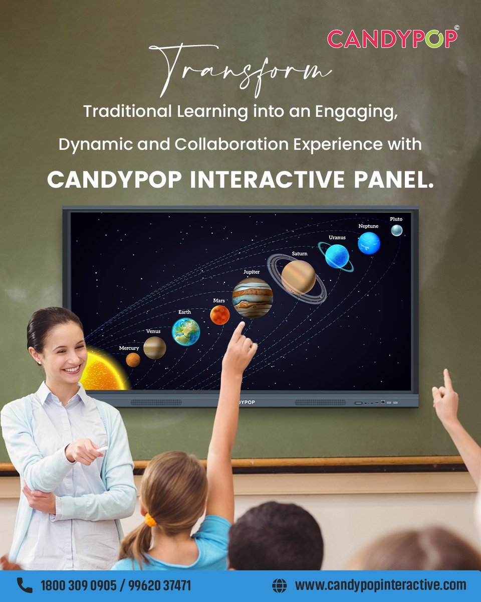 📚 Transform traditional learning into an engaging, dynamic and collaboration  experience with Candypop Interactive Panel.

1800 309 0905 / 99620 37471
candypopinteractive.com

#TransformLearning #candypopinteractive #Candypop #EngagingEducation #DynamicClassroom