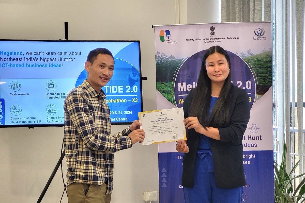 Craate, JoldiPabo & UnimeStudio The Top 3 entrepreneurs selected at the #MeitY TIDE 2.0 Northeast Techathon-X3, Nagaland Edtion, will be going head-to-head at the NE level for the slots of Rs. 7 lakhs MeitY grant and Rs. 4 lakhs MeitY EiR fellowship grant. #YouthNet #YIC #YWEF