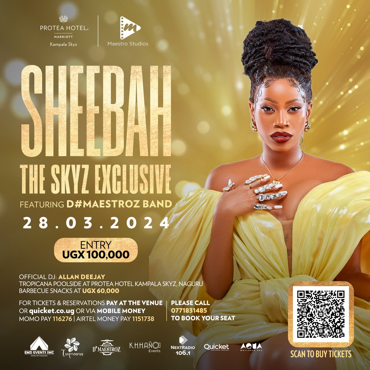 Today is a big day for the Sheebaholics! 💯🎶 Expect @Ksheebah1 to bring on that electric ⚡ performance on stage in an Exclusive performance featuring DMaestroz Band at @SkyzHotel Pool Side. You can still get tickets 🎟️ 🎫 or pay at the entrance. #TheSkyzExclusive