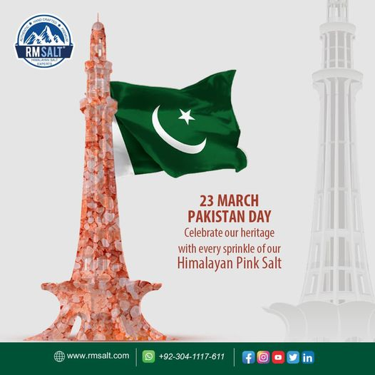 We celebrate Pakistan Resolution Day, let’s honor our nation’s unity and resilience, much like the rich hues of our iconic Pink Salt, a testament to our natural treasures and collective strength #PakistanResolutionDay #NaturalTreasures #UnityInDiversity #rmsalt #himalayanpinksalt