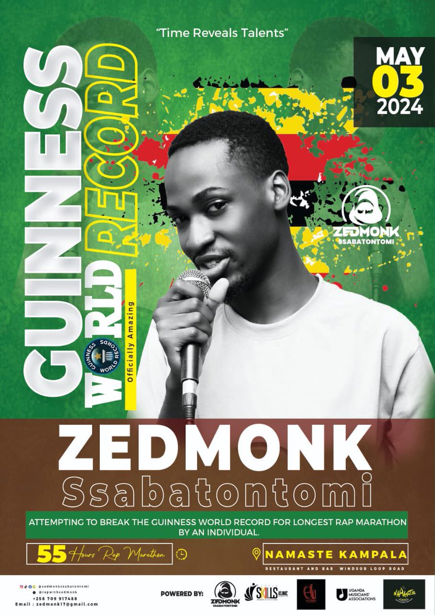Zedmonk world record in the longest rap marathon come 3rd may🔥🔥🔥
