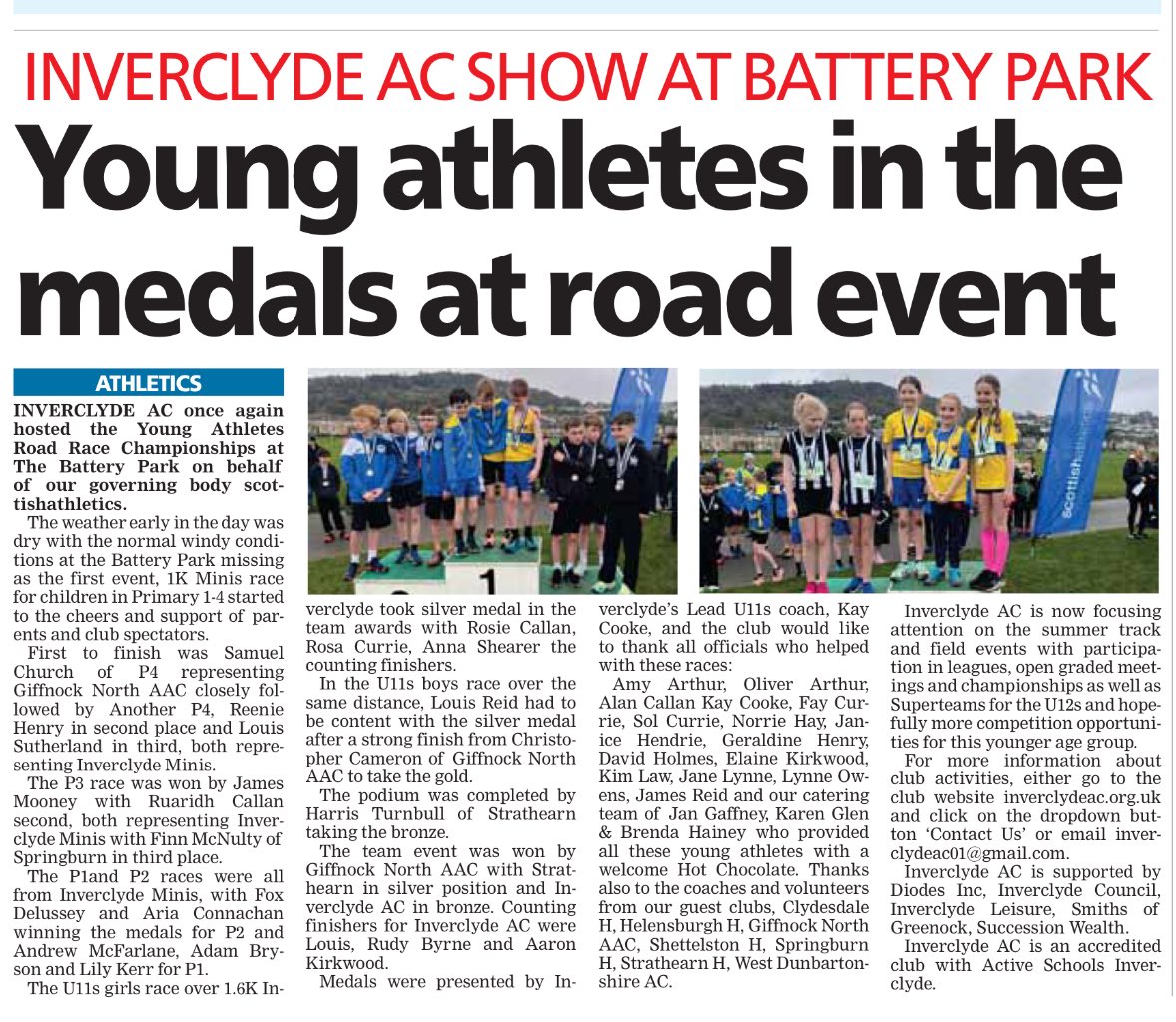 The recent Young Athletes Road Race champs at the Battery park is featured in today’s @greenocktele 🙌🙌