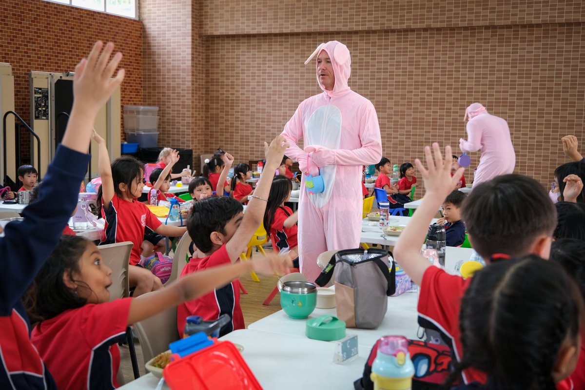 Happy Easter Holiday! Last Thursday, we had a surprise for our students before the Spring break! Some awesome fathers dressed up as Easter Bunnies and spread the joy by handing out Easter Eggs. Thanks to the generosity of our PTA. #RedBrick125 #AISShareTheLove