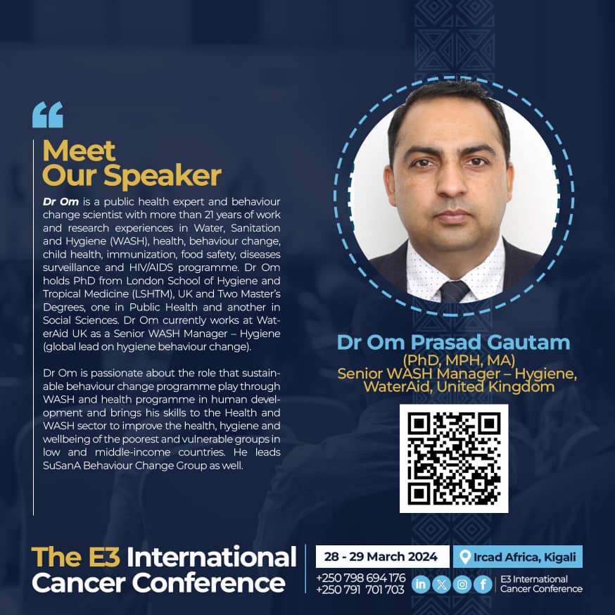 <a href="/wateraid/">WaterAid</a> delegates today attend the E3 International #Cancer conference from 28-29 March 2024 at IRCAD Africa. <a href="/WateraidRwanda/">WaterAid Rwanda</a> Country Director Vestine Mukeshimana and <a href="/wateraid/">WaterAid</a> Senior WASH Manager, Dr Om will also be speaking at the event. #CancerAwareness