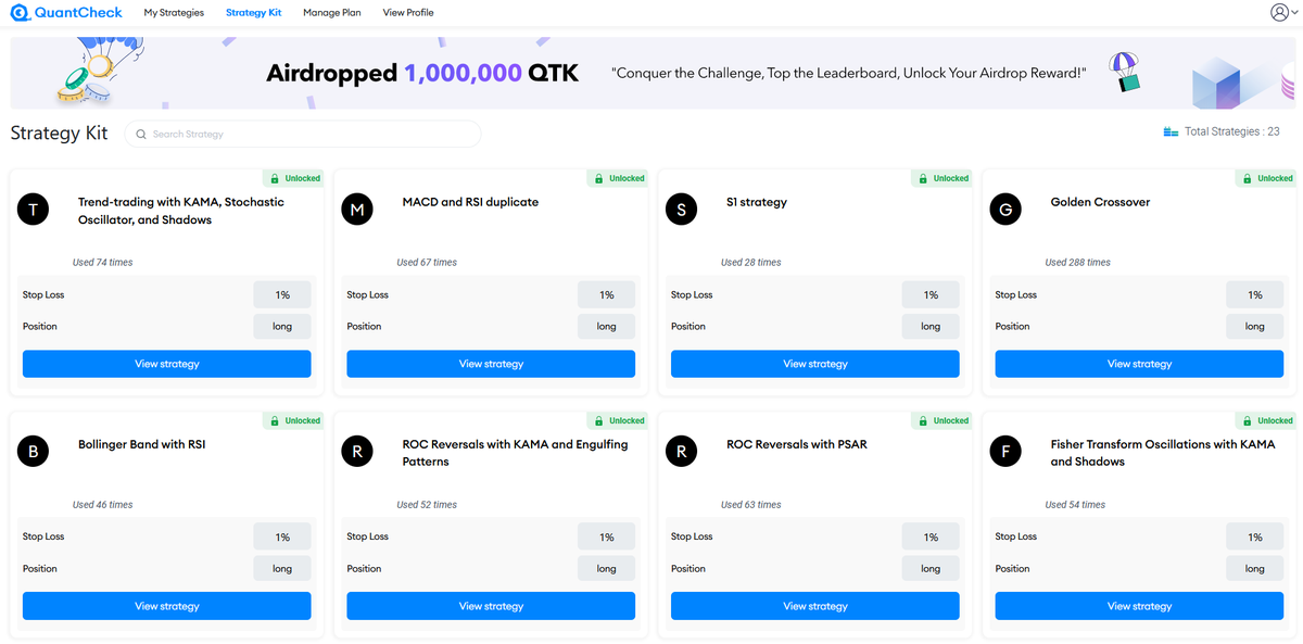 Quantcheck's tweet image. But that's not all – QuantCheck empowers you to customize and automate your trading approaches with our Strategy Builder. Fine-tune your strategies to perfection and optimize your trading performance.

#strategybuilder  #CryptoTrading #QuantCheck