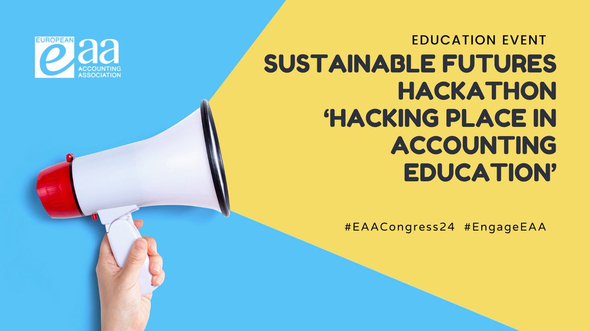 #EAACongress24 Complementary Sustainable Futures Education Workshop - Hacking Place in Accounting Education 14th May 12:00-17:00 More info on Baha's email Registration: docs.google.com/forms/d/e/1FAI… #EngageEAA