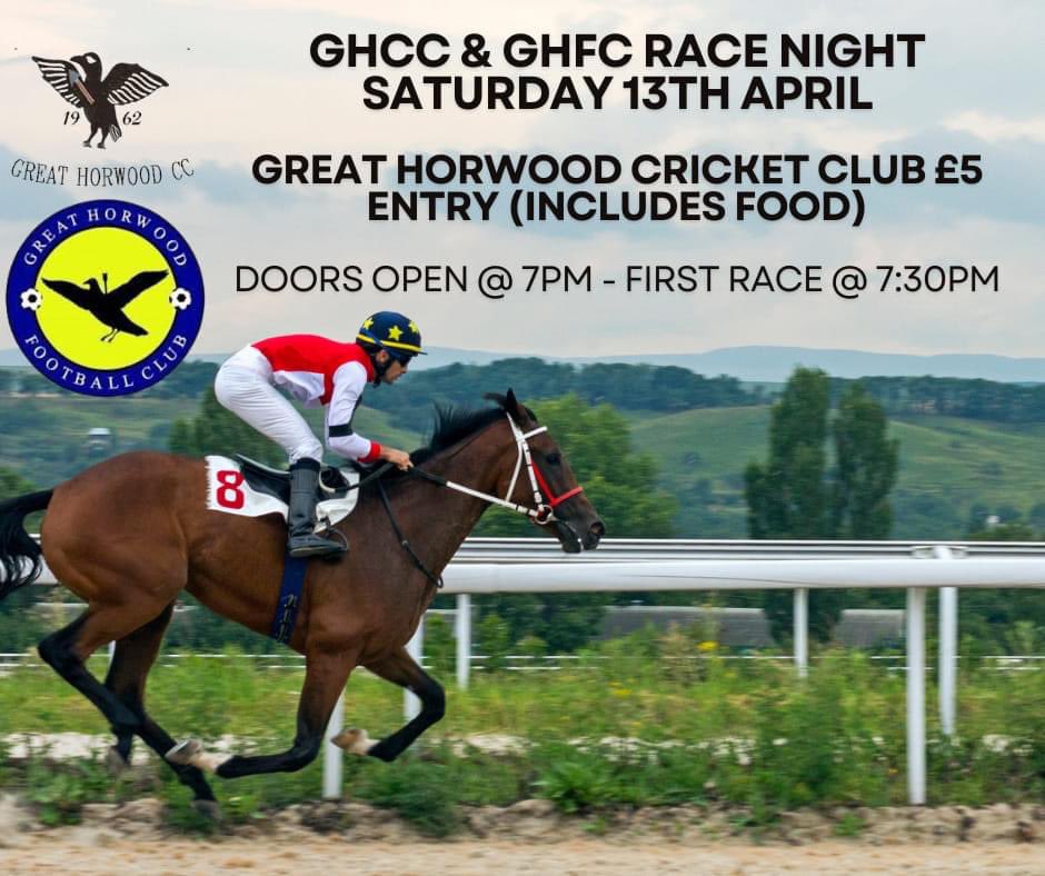 Race night - 13th April- 🐎

Entry is just £5 and includes hot food. Doors open at 7:00 pm with the first race off at 7:30. Darren Sirett and Katie Lee can be contacted for tickets, Details below.

Darren - 07798 653170
Katie - 07527 560876

#racenight #GHCC #loveyourlocal #GHFC