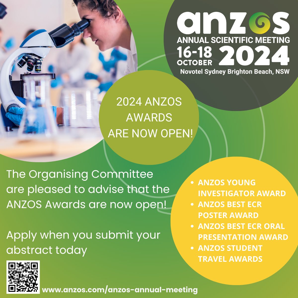 🏆 Calling our Early Career Researchers: The 2024 ANZOS Awards are now OPEN for submissions 🎉 Submit your abstract and apply for a chance to win prestigious awards and showcase your work! 🏅 Find out about our #ANZOS2024 awards here: anzos.com/available-awar… #ECR