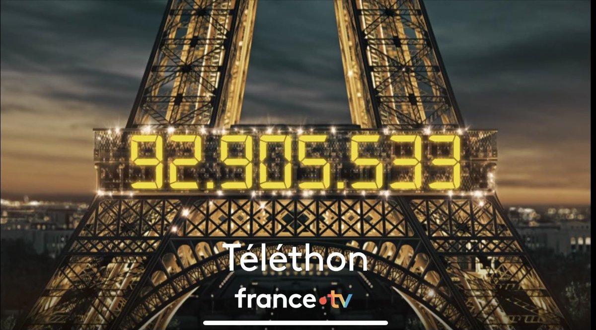 La générosité des Francais est inestimable et sert la cause de la recherche contre les maladies rares mais pas que… Un beau compteur final ! Merci aux équipes @Francetele @Telethon_France pour leur engagement ! Prochain Téléthon les 29 et 30 novembre 2024 On ne lâche rien !