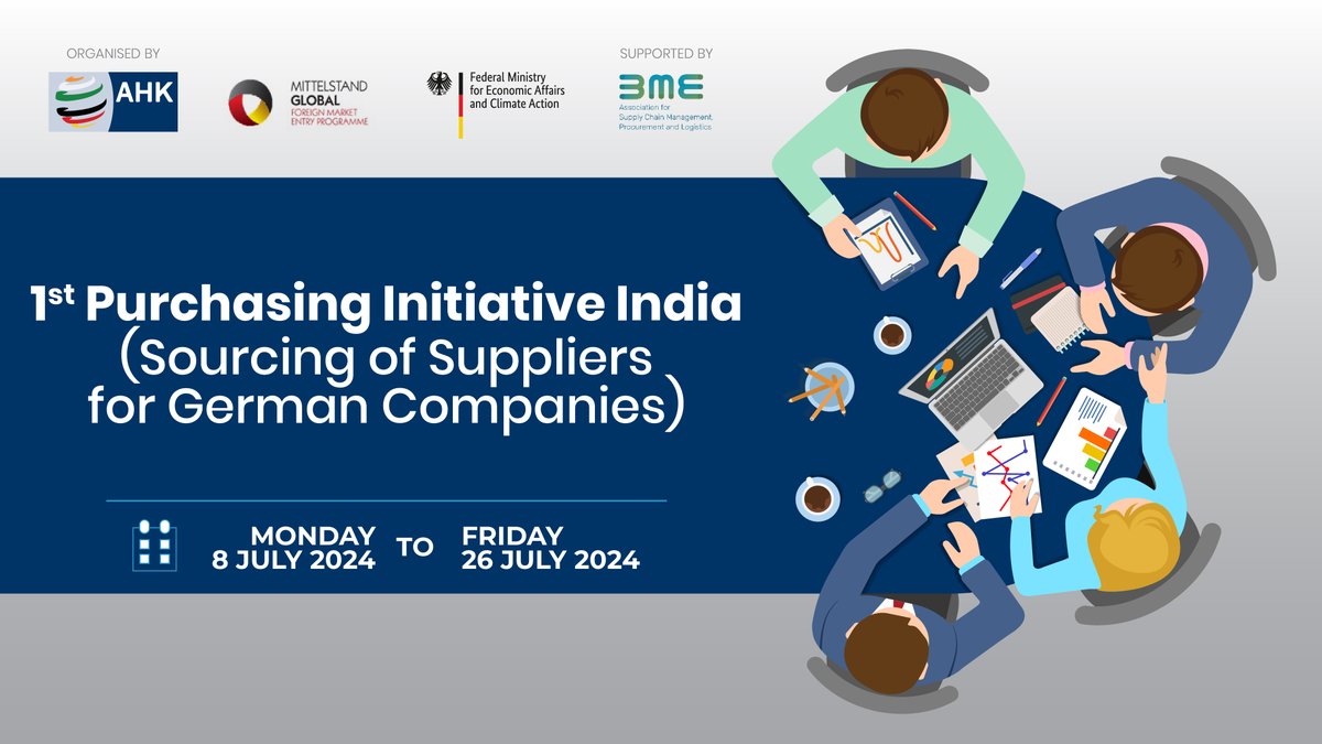 ✨Don’t miss the unique chance to connect to German industry across sectors in Digital German Business Delegation: First Purchasing Initiative India–Sourcing of Suppliers for German Companies 8th-26th July! Register l.indo-german.com/BrP2 For more info l.indo-german.com/C0Lu