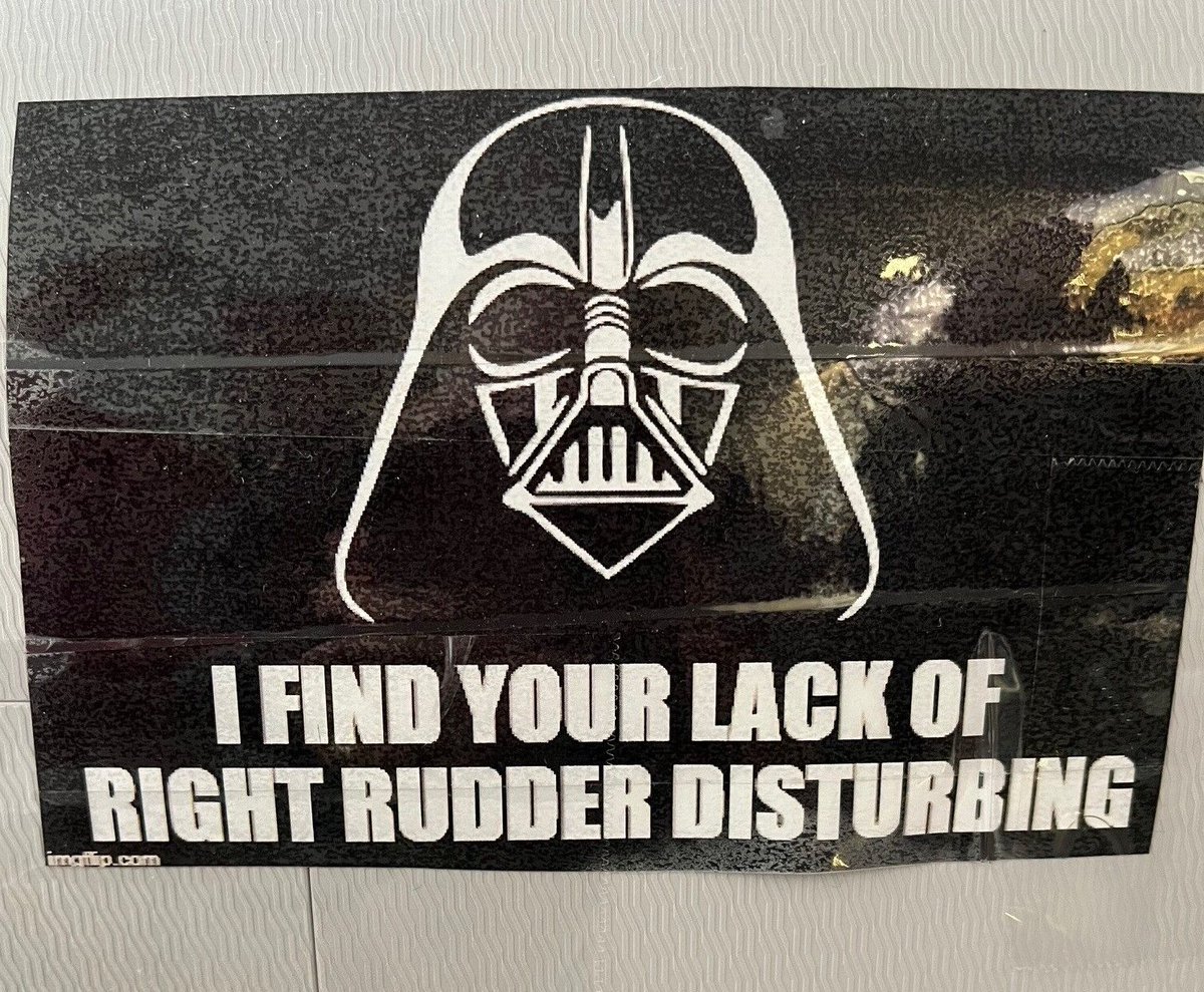 Martha found an interesting sticker at Aviation Adventures in Manassas KHEF Did any of you get primary training in a Tie Fighter from Vader? Was he a good instructor?