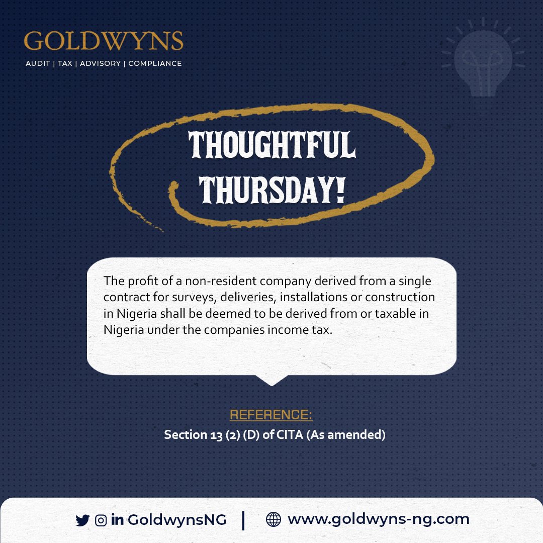 #Taxfacts #ThoughtfulThursday #ThoughtForTheDay #Nigeriatax #Businessinsight #CITA