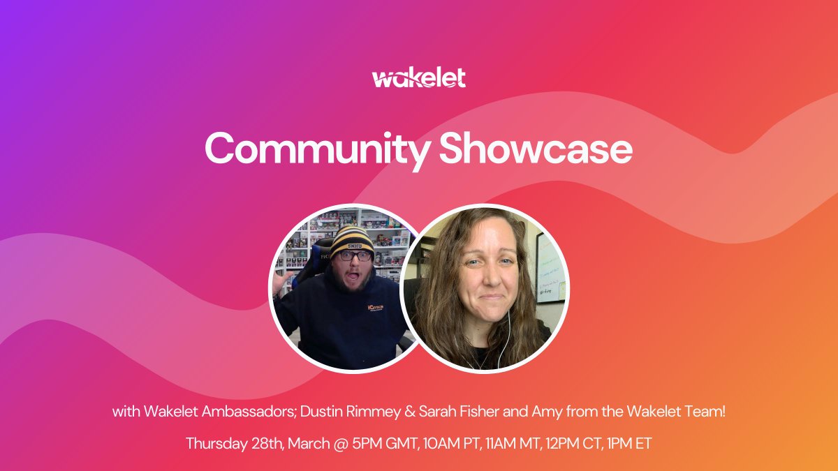 📺Don't miss today's Community Showcase webinar📺 @Amy_Wakelet will be joined by special guests @RimmeyAPGov & @sarah_fisher10💙 Today @ 5pm GMT / 10AM PT / 11AM MT / 12PM CT Discover new and innovative ways to use Wakelet with your community!🔥 wakelet.com/wake/Xx7tQF2eC…
