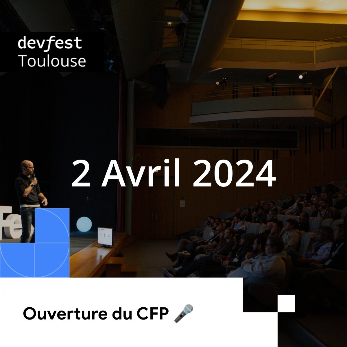 DevFestToulouse's tweet image. Envie de prendre la parole lors du #DevFestToulouse 2024 ? 🎤

Nous sommes ravis de vous annoncer l’ouverture du CFP à partir du 2 avril !