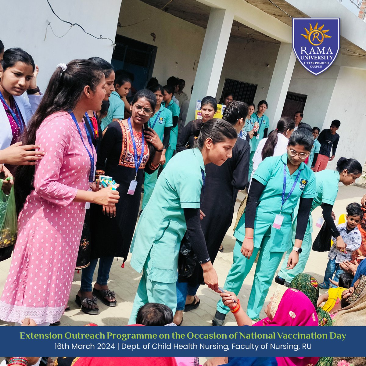 💉The Department of Child Health Nursing at Rama University, organized an outreach program on National Vaccination Day. Let's protect lives together!🌟 #VaccinesWork #PublicHealth #HealthForAll #Nursing #RamaUniversity #Kanpur #ChildHealth #NationalVaccinationDay #StayHealthy