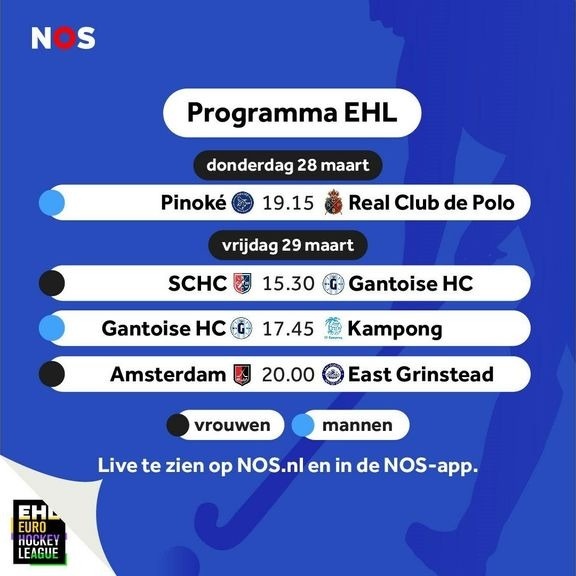 Stef Hehemann (@stefhehemann) on Twitter photo Alle wedstrijden van de Nederlandse ploegen op de Euro #Hockey League zijn live te zien bij <a href="/NOSsport/">NOS Sport</a> met commentaar van <a href="/PhilipKooke/">Philip Kooke</a> of <a href="/kschuitemaker/">Krijn Schuitemaker</a>. Vanaf vanavond dus. #EHL #EHLFinal8 Alle wedstrijden van de Nederlandse ploegen op de Euro #Hockey League zijn live te zien bij <a href="/NOSsport/">NOS Sport</a> met commentaar van <a href="/PhilipKooke/">Philip Kooke</a> of <a href="/kschuitemaker/">Krijn Schuitemaker</a>. Vanaf vanavond dus. #EHL #EHLFinal8
