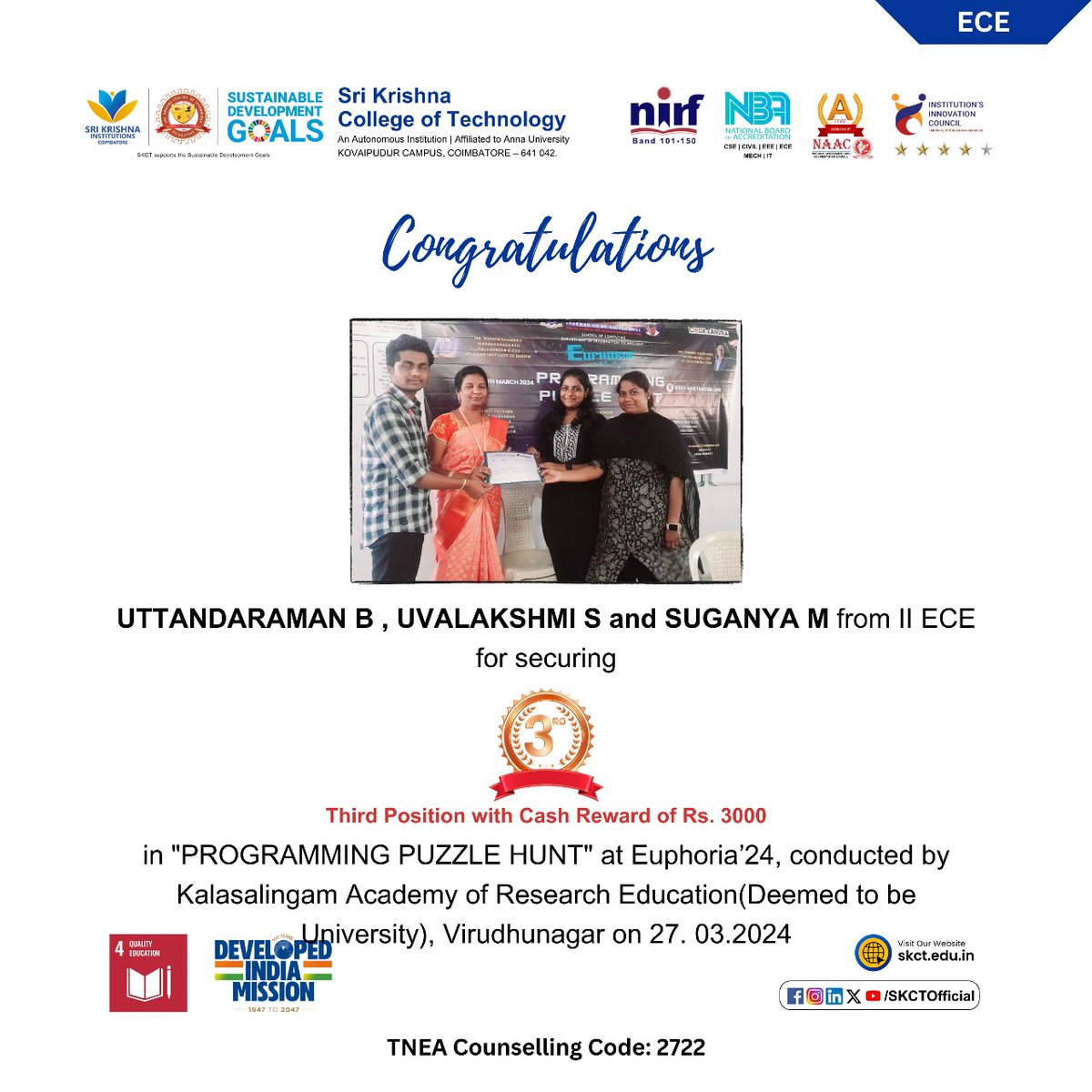 skctece's tweet photo. #skct #ece #Awards https://t.co/7U25m79MLF