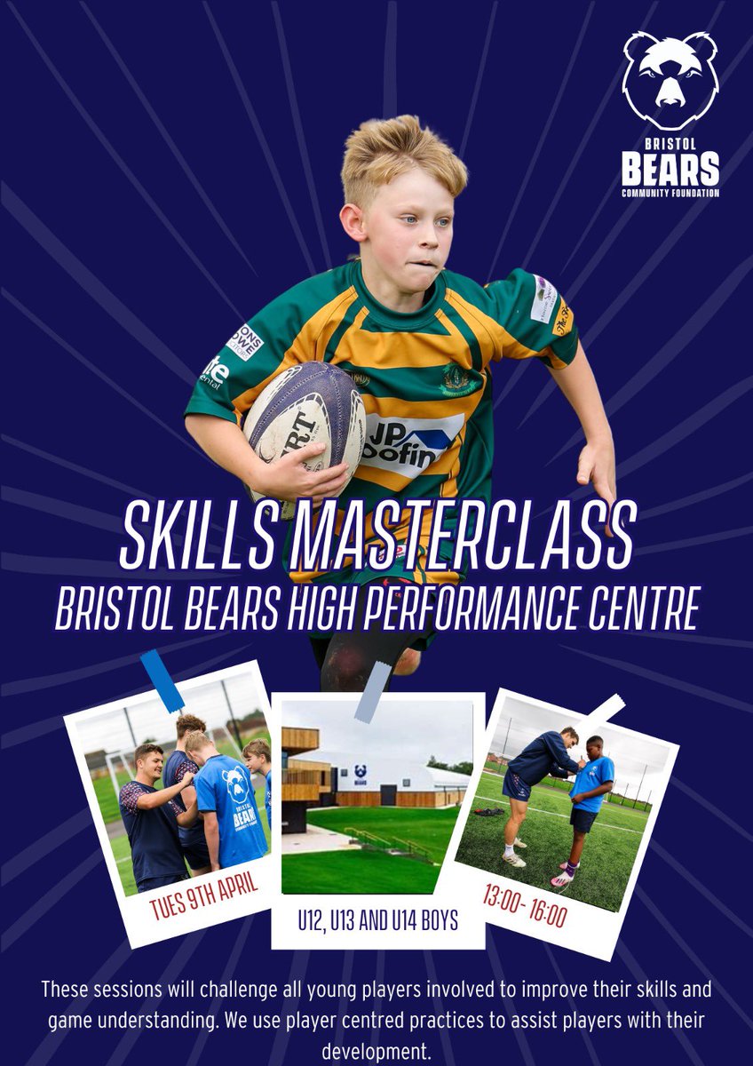 Our Skills Masterclass is selling fast, with only spaces remaining for U14s! 😬 🏉 Skill and game-based activities 🐻 Tour of the High Performance Centre Book now 👇 rugbycamps.co.uk/bristol