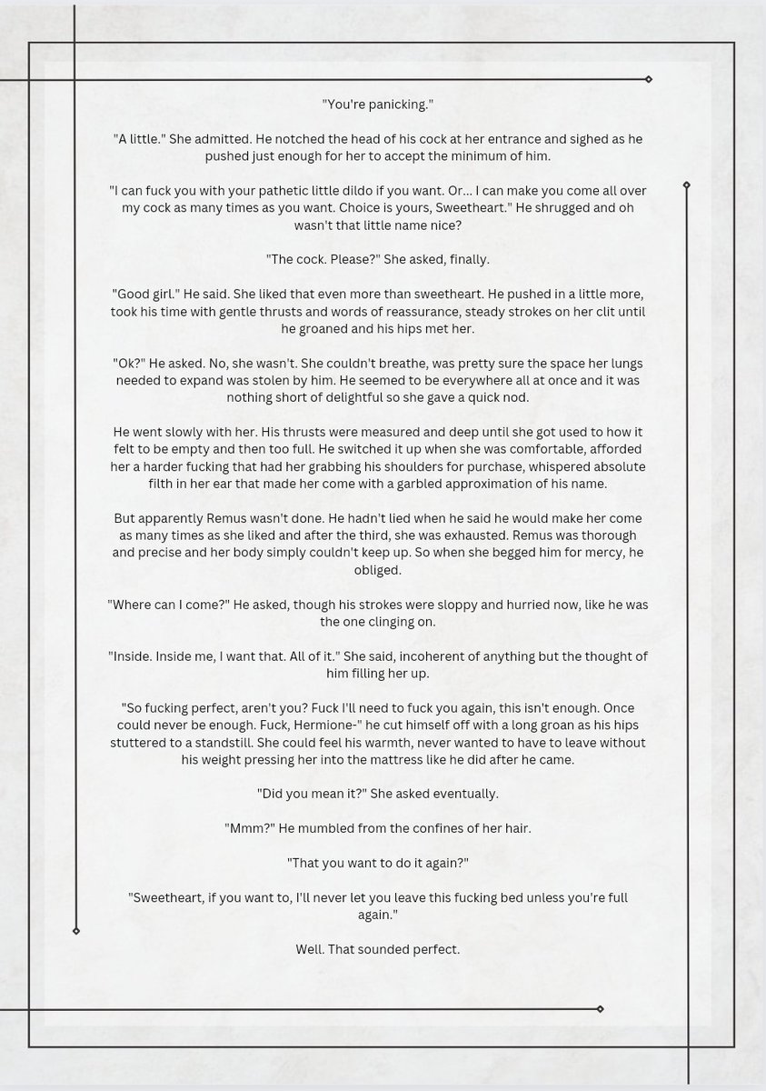 @smolbangs @_aplacetostart Aaaaaand here is Hermione's first time! TW for loss of virginity, obviously...