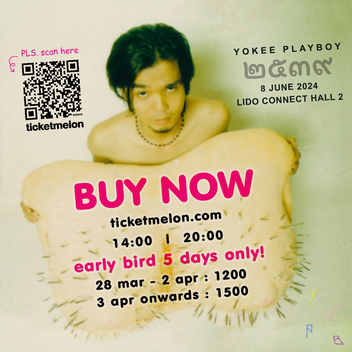 #โยคีเพลย์บอย๒๕๓๙ รอบ 2 ทุ่ม ตอนนี้เหลือ 100 ใบ เตรียมกดบัตรวันนี้ วันพฤหัสที่ 28 มี.ค. 67 เริ่มเวลา 12:00 น. ทาง ticketmelon #BUYNOW 👳🏻‍♂️👉🏼 bit.ly/ykpb2539

คอนเสิร์ต ๒๕๓๙ วันเสาร์ที่ 8 มิถุนายน 2567 การแสดงมี 2 รอบ เวลา 14:00 น. และ 20:00 น. จัดที่ LIDO CONNECT HALL 2