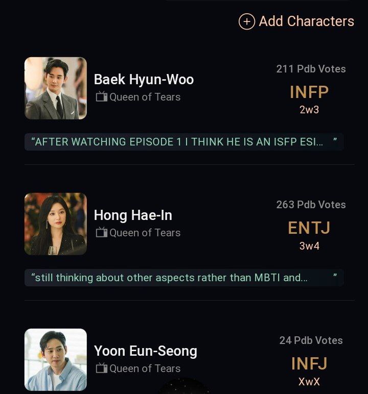 kdrama_menfess's tweet image. •kdm• QUEEN OF TEARS 🔥
MBTI kalian apa? ada yang sama diantara 3 orang ini? sender samaan sama si eunseong 😭😭😭