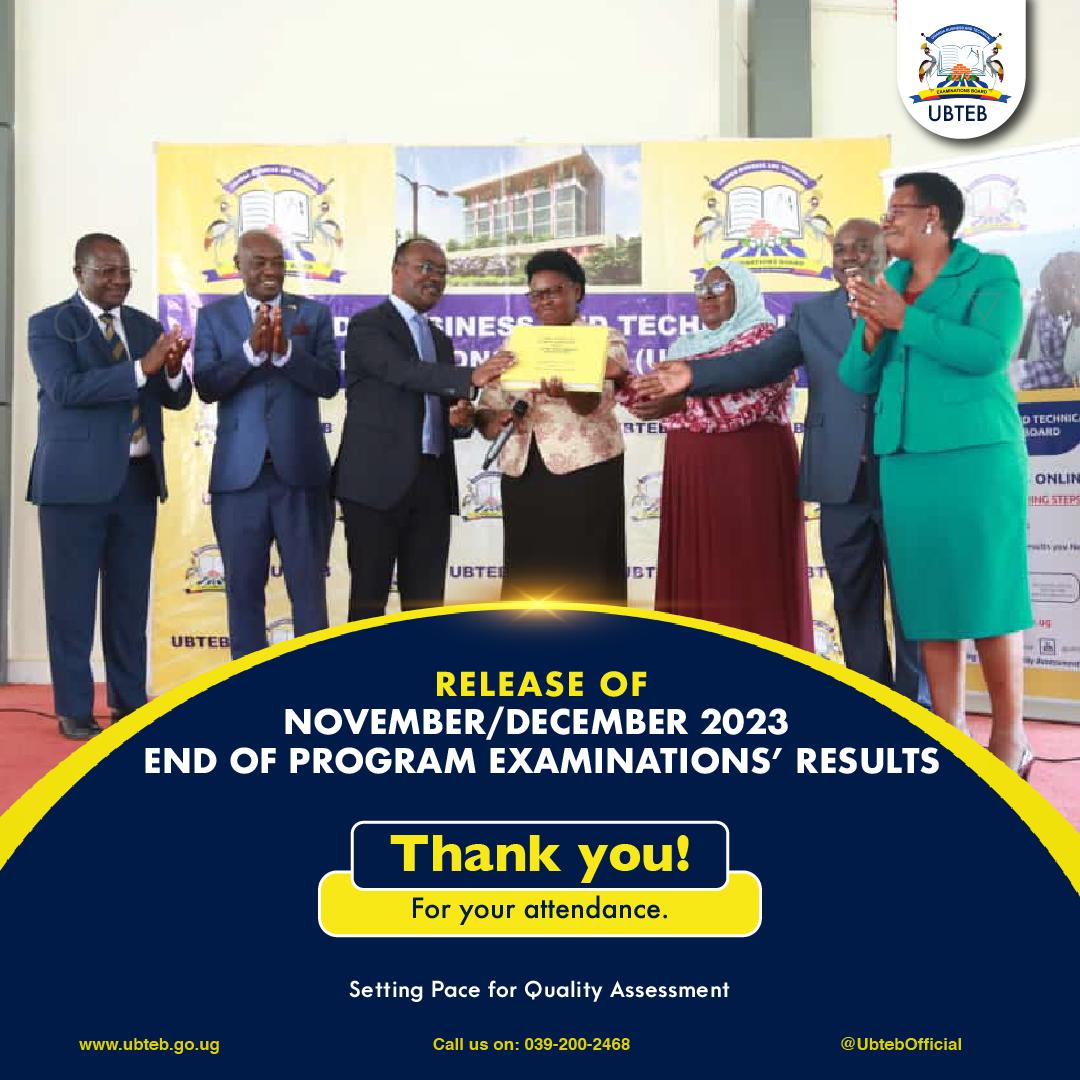 A big thank you for your attendance for the yesterday's Release of the Nov/Dec 2023 End of Program Examination Results @Educ_SportsUg @NWSCMD @GCICUganda @UgandaMediaCent @TVETuganda