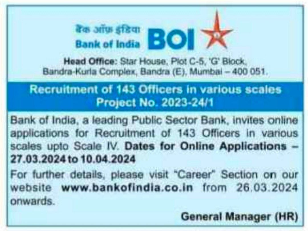 Bank of india Recruitment 2024
Vacancies :143
#Employment #Jobs #Vacancies #Tnjobs @21sparksacademy @TNPSC_CORNER360