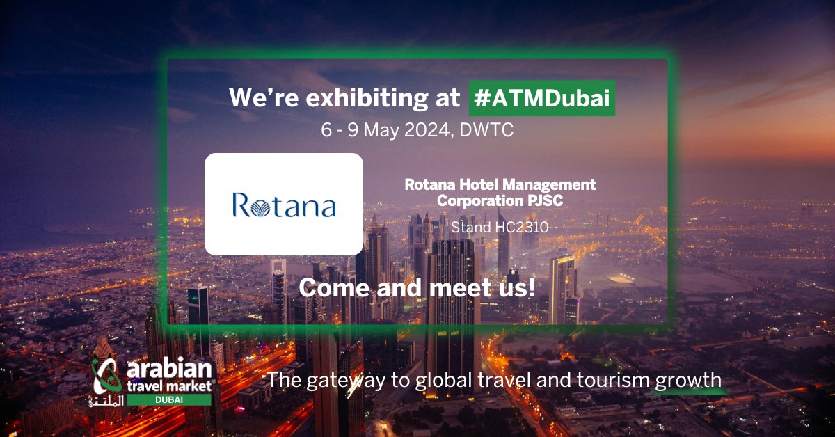 We're excited to share that we're exhibiting at @ATMDubai from 6 to 9 May at the Dubai World Trade Centre. Register to attend and let's meet at the show. We hope to see you there! wtm.com/atm/en-gb.html #RotanaHotels #ATMDubai #TreasuredTime