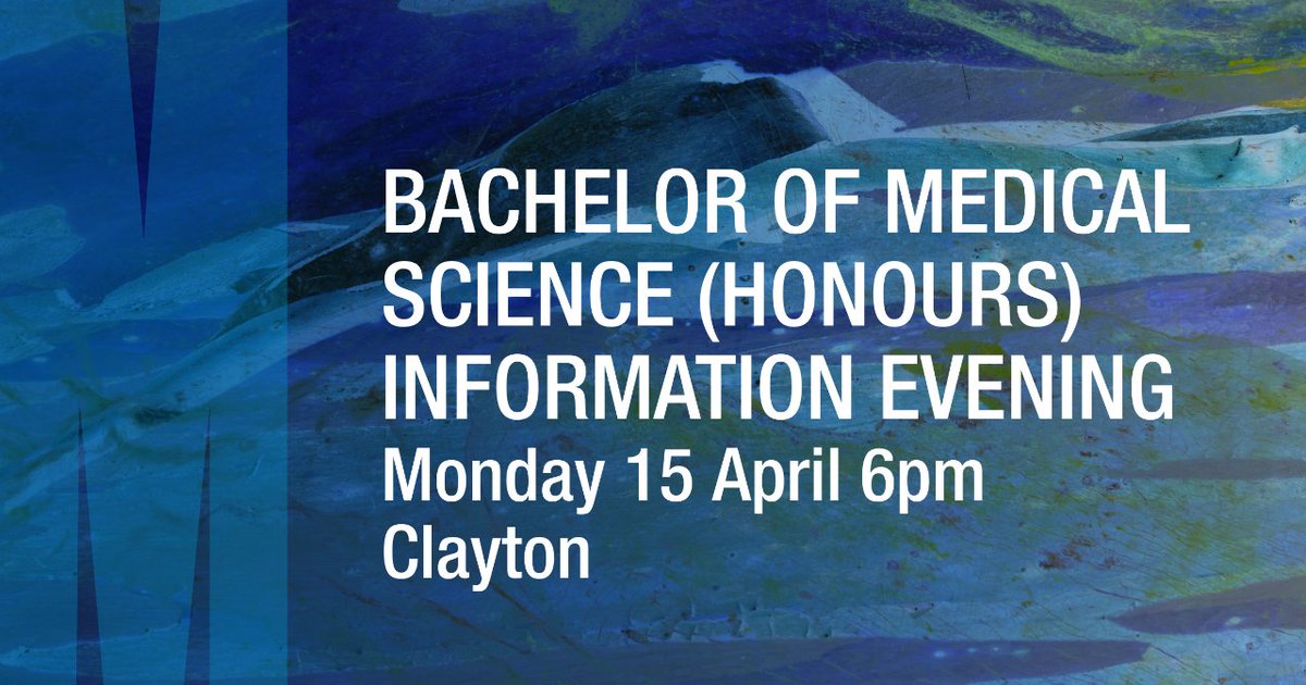 Learn about the Bachelor of Medical Science (Honours) program. at an information evening for medical students on graduates coming up in Clayton. Check out projects on offer and meet our supervisors  📅 15th April 6pm - 8:30pm, Clayton 🎯 Register here: forms.gle/mbQ7inVHqQMeCv…