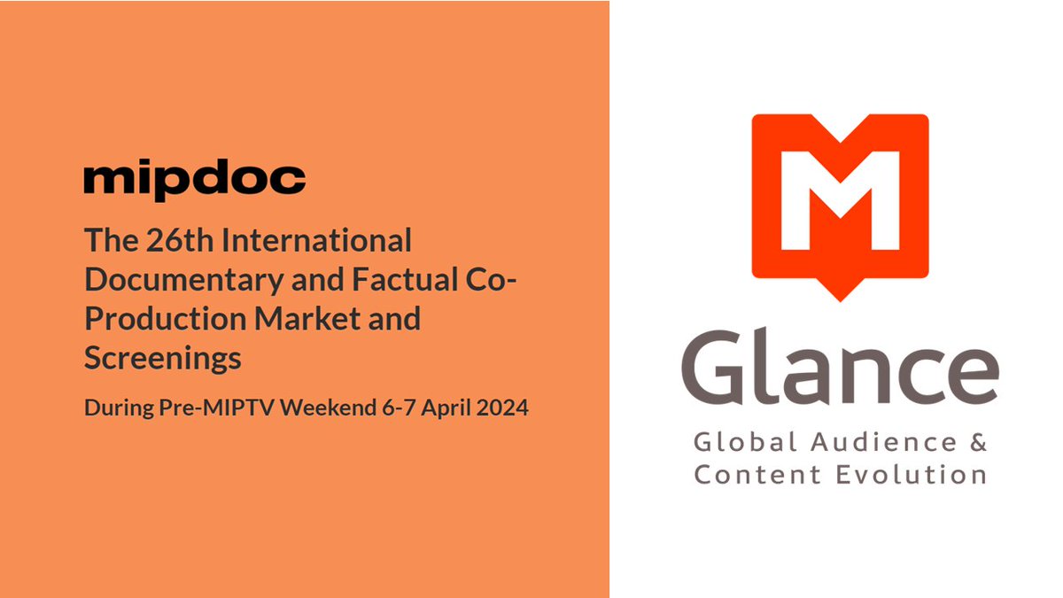 📢 [DOC&amp;FACTUAL] #Glance speaking at MIPDOC
Want to know more about the key #documentary commissioning trends in terms of storytelling &amp; business model? Don't miss our practical insights!
📅 Sunday 07 April, 3:00 pm, MIP Room Palais 3, #Cannes
<a href="/mip/">MIP Markets</a> #Unscripted #StrategicAdvising