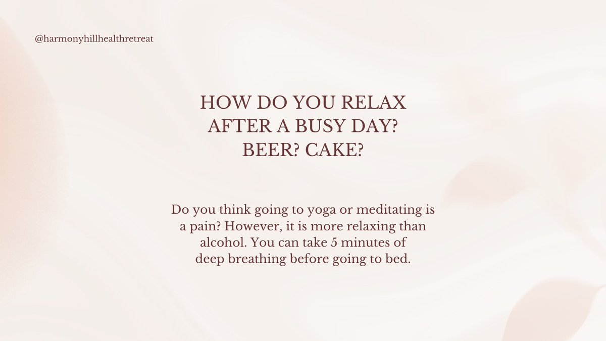 Do you think going to yoga or meditating is a pain? However, it is more relaxing than alcohol. You can take 5 minutes of deep breathing before going to bed. #HarmonyHillHealthRetreat #WellnessretreatinAustralia #wellnessretreat #healthretreatinaustralia #retreatsinaustralia