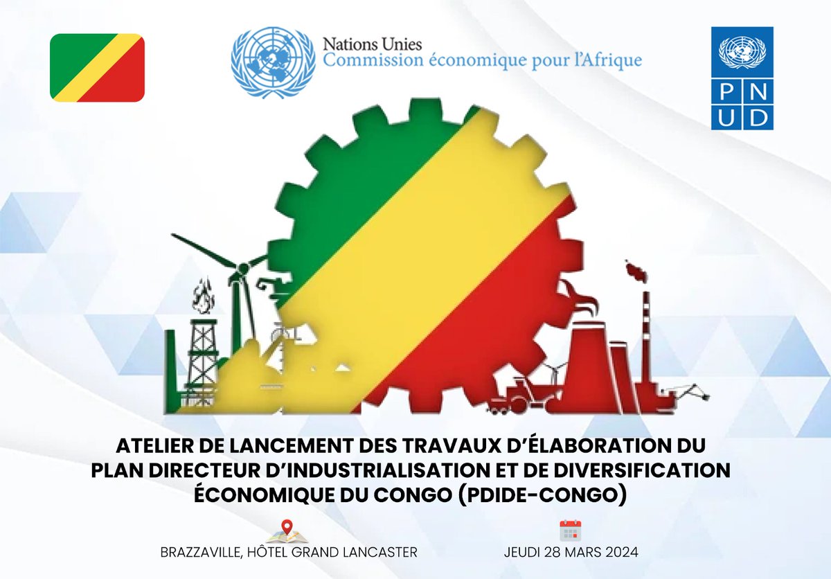 Le Congo s'engage résolument à diversifier son économie par le développement des chaines de valeurs. Dès ce matin, notre Bureau et les acteurs clés entament l'élaboration du Plan Directeur d'Industrialisation et de Diversification Economique du pays.
🤝🏿Partenariat @PNUDRepduCongo