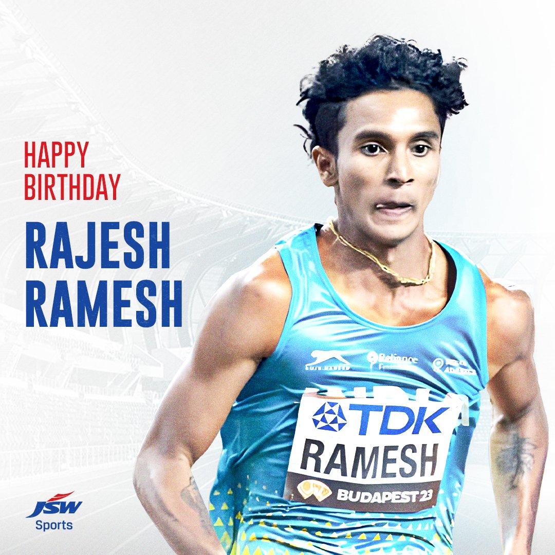 Sending trackside cheers and birthday wishes to our JSW Sports sprinter, Rajesh Ramesh! 🎉 Keep blazing those trails and inspiring us all with your incredible feats. 🚀 #JSWSports #RajeshRamesh #HappyBirthday #BetterEveryDay