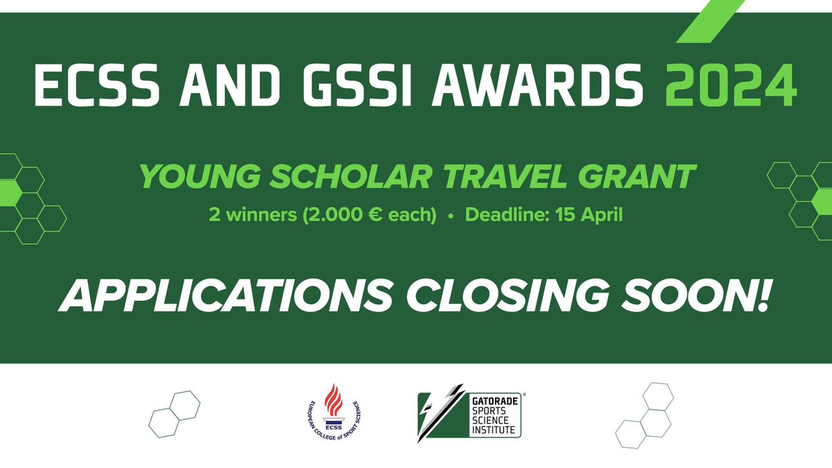 Applications are closing soon! Apply now for the GSSI Young Scholar Travel Grant for this year's Annual Congress in Glasgow. Deadline is 15 April 2024. Learn more here: bit.ly/3TqwZy4 #ECSS2024