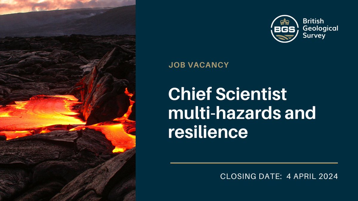 Just one week left to apply for the Chief Scientist (Multihazards & Resilience Challenge area (MHR)) role. This is a pivotal leadership role. You'll be responsible for the management, delivery & monitoring of the MHR science programme. Apply: careersportal.co.uk/UKRI-careers/j…